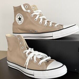 Converse High Top Sneakers in Beige and White